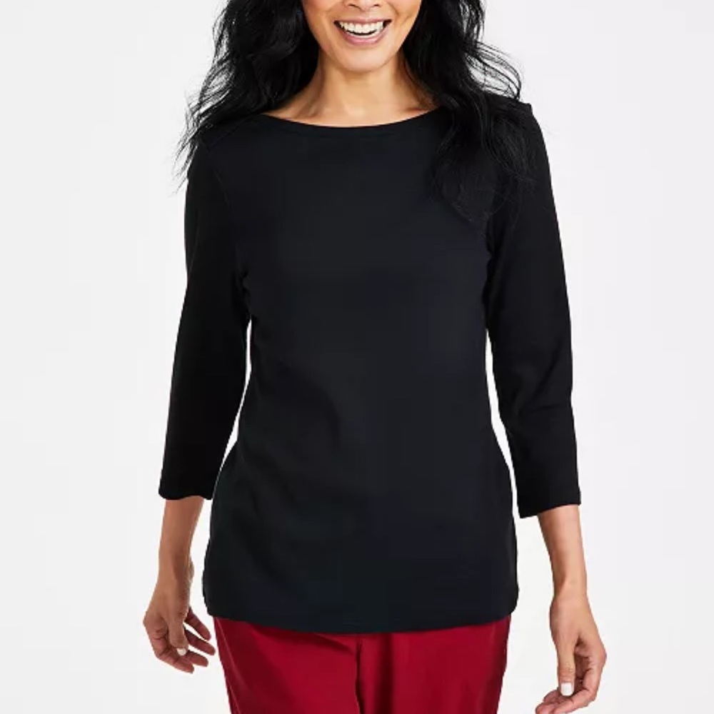 Style&Co 3/4-Sleeve Boat-Neck Top